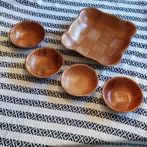 Wooden salad bowl set